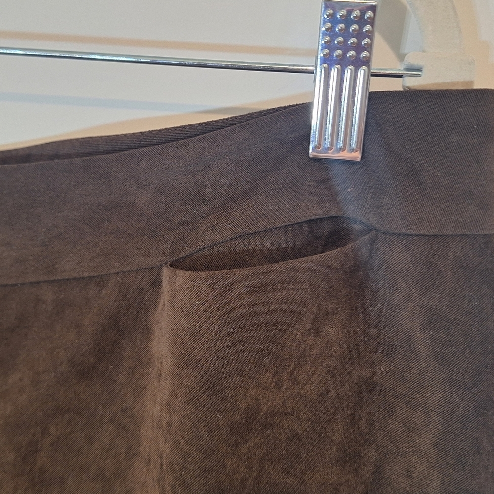 J.McLaughlin Velvet Velour Hi Waisted Trousers Pants Stretch Chocolate Brown 14 - Picture 8 of 15